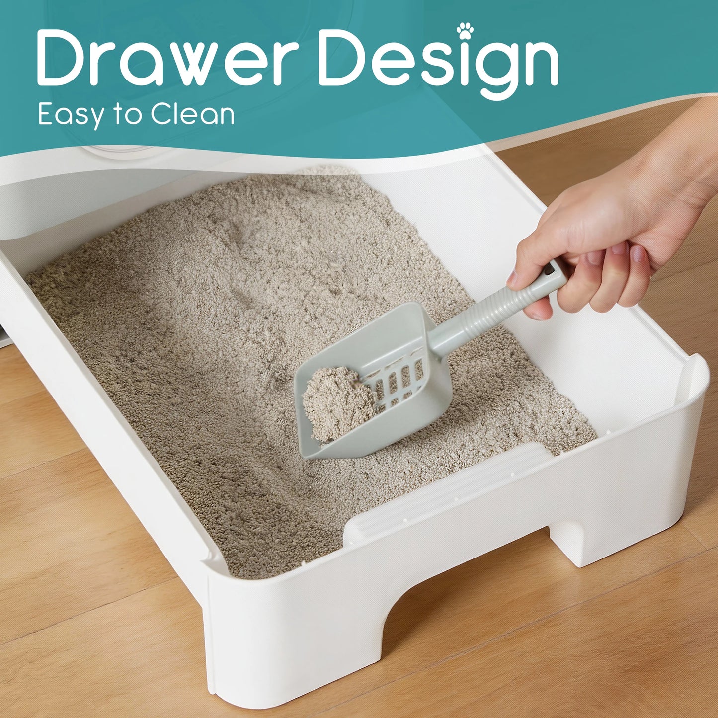 JHK 19IN Cat Litter Box with Lid Large Foldable Cat Box with Litter Scoop Front Entry Top Exit Kitty Litter Box with Door