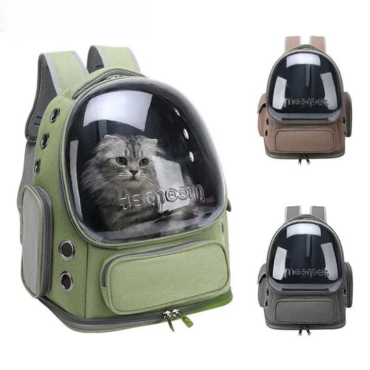 Portable double - shoulder breathable space - capsule - style pet bag for outdoor use with large space and viewing function
