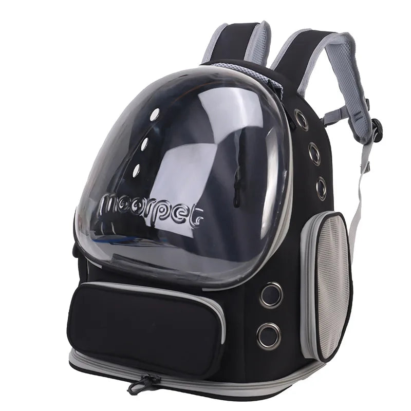 Portable double - shoulder breathable space - capsule - style pet bag for outdoor use with large space and viewing function