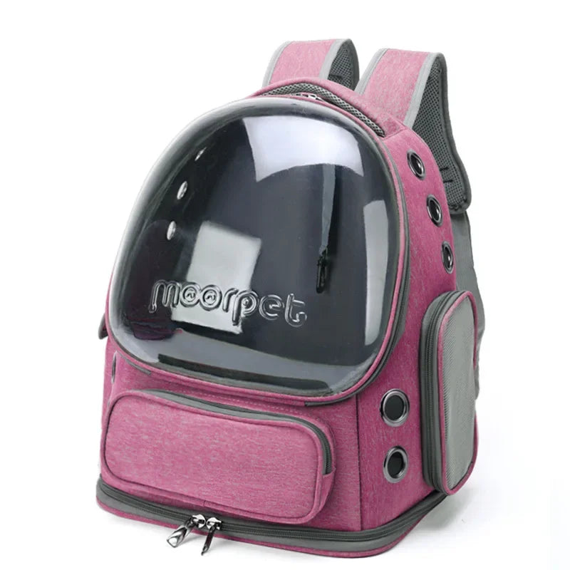 Portable double - shoulder breathable space - capsule - style pet bag for outdoor use with large space and viewing function