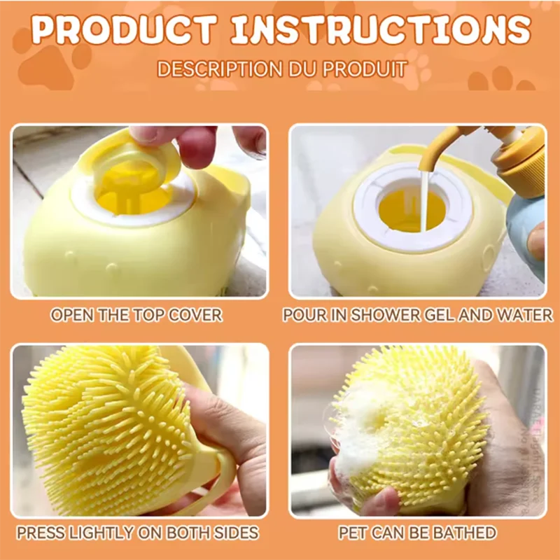 Multifunctional Silicone Pet Bath Massage Brush Soft Safe Grooming Tool for Dogs Cats Puppy Bathroom Supplies