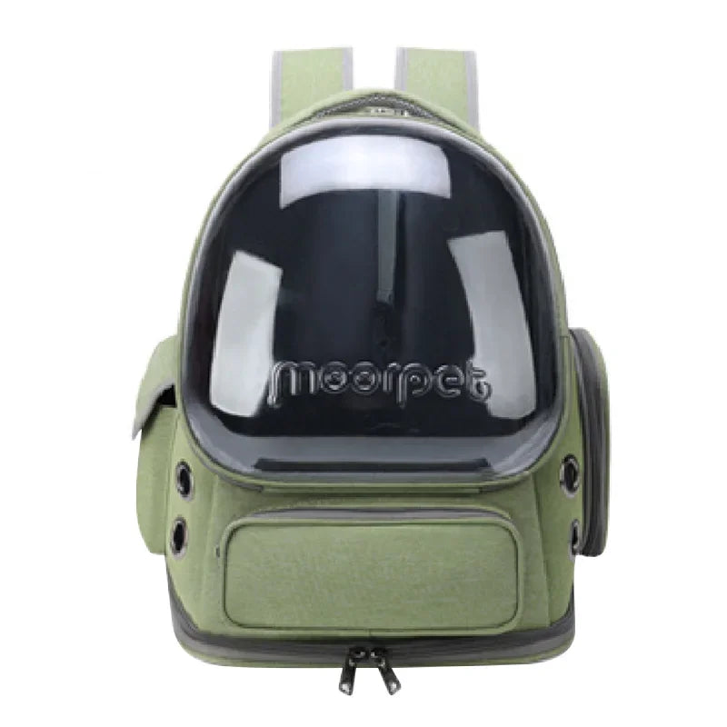 Portable double - shoulder breathable space - capsule - style pet bag for outdoor use with large space and viewing function