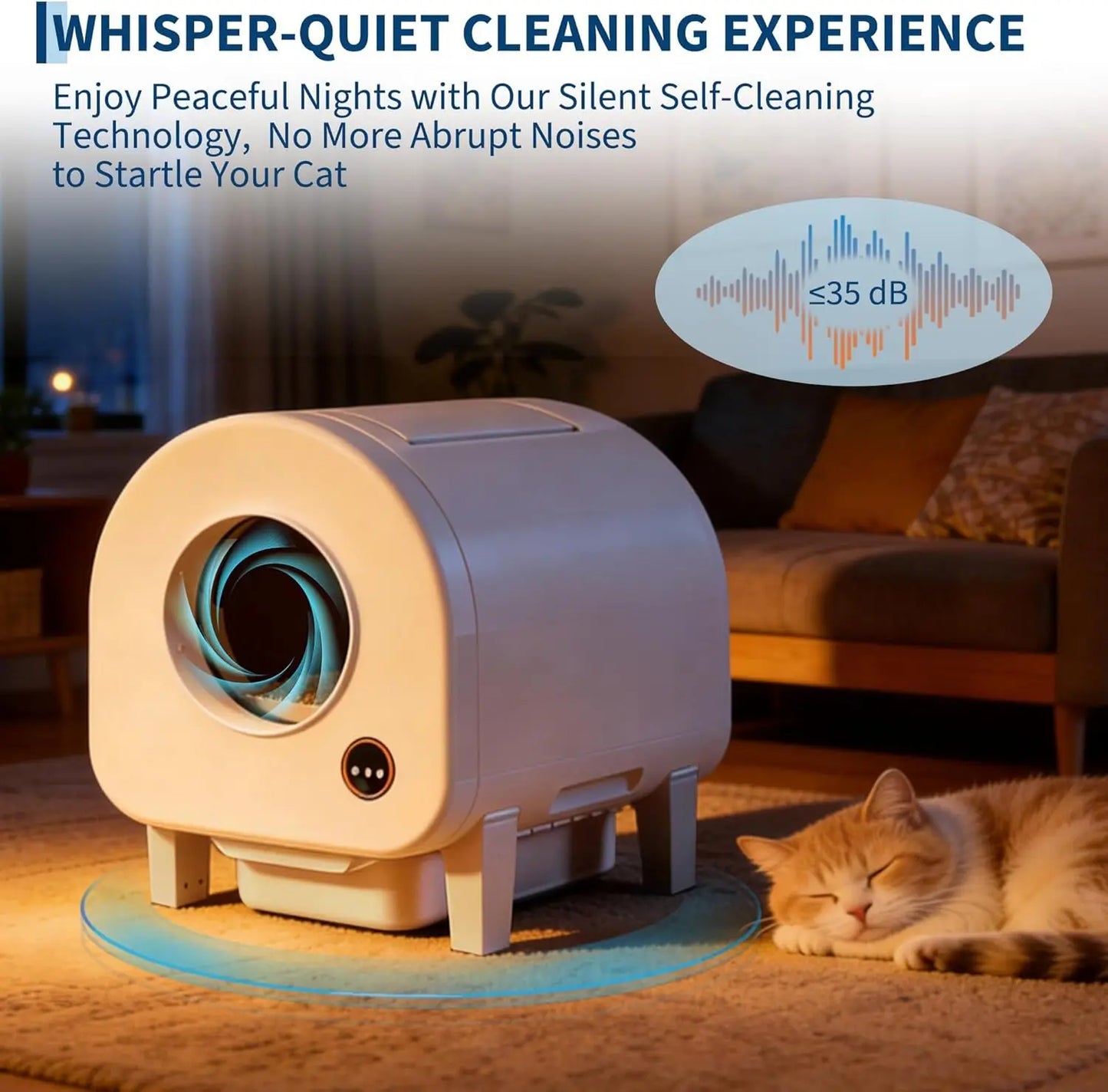Automatic Cat Litter Box Self Cleaning Litter Box with APP Control, Dual Safety Protection and Odor Removal for Multiple Cats