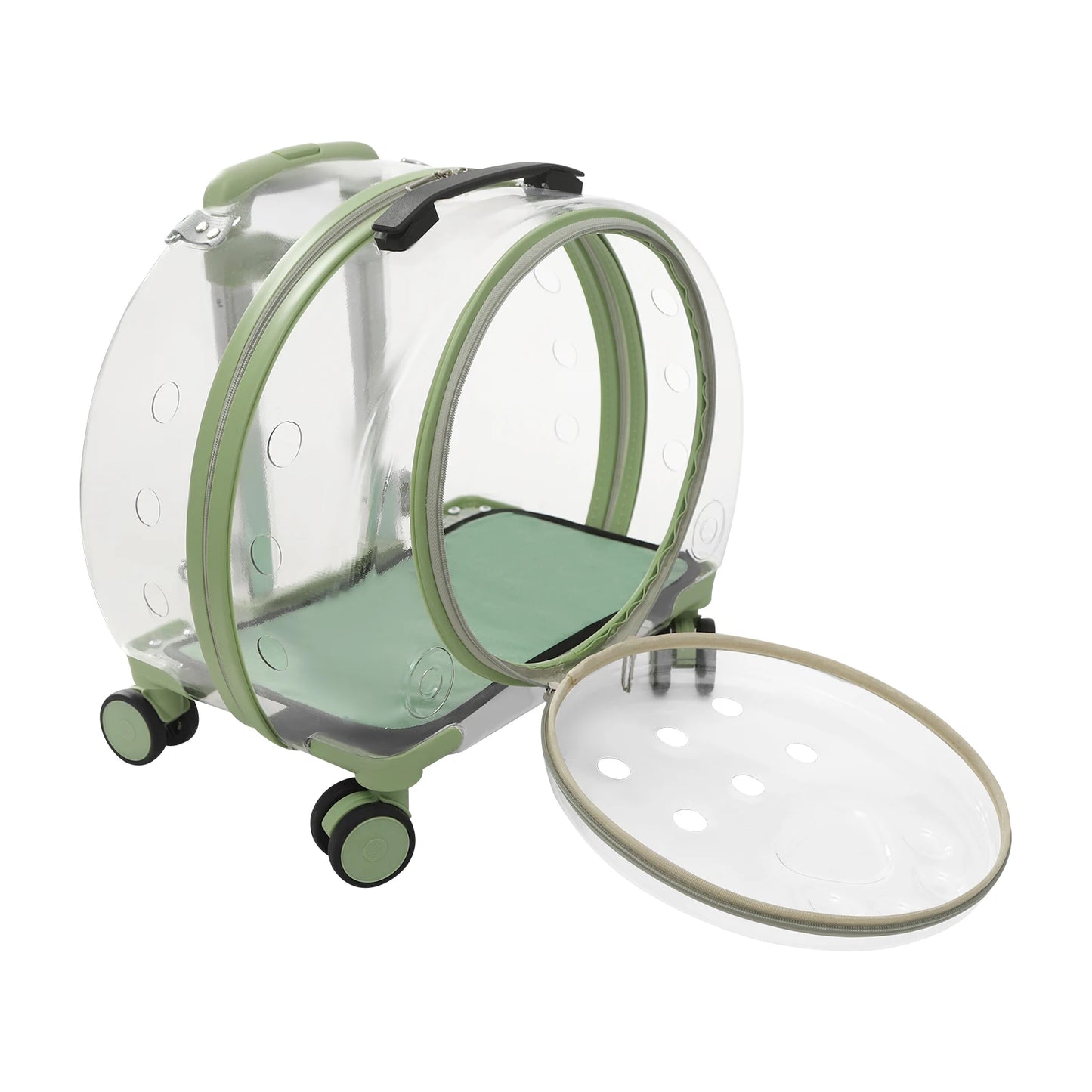 Rolling Cat Carrier with Wheels Telescopic Handle PC Pet Travel Bag Clear Bubble Cat Trolley Backpack for Vet Trip Outdoor