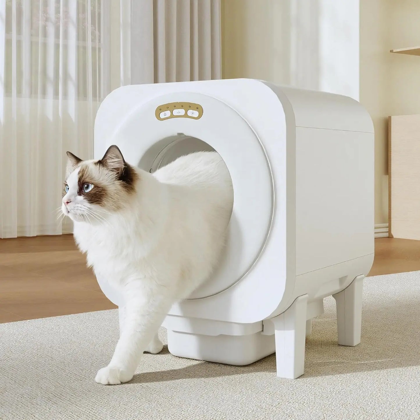 Automatic Cat Litter Box Self Cleaning Litter Box with APP Control, Dual Safety Protection and Odor Removal for Multiple Cats