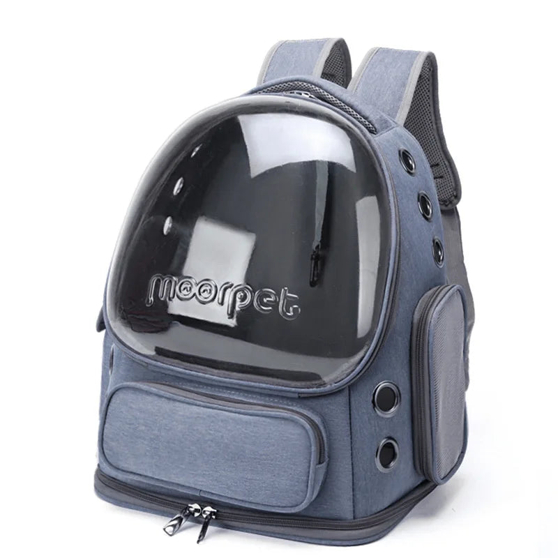 Portable double - shoulder breathable space - capsule - style pet bag for outdoor use with large space and viewing function