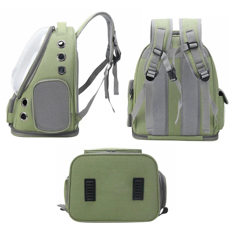 Portable double - shoulder breathable space - capsule - style pet bag for outdoor use with large space and viewing function