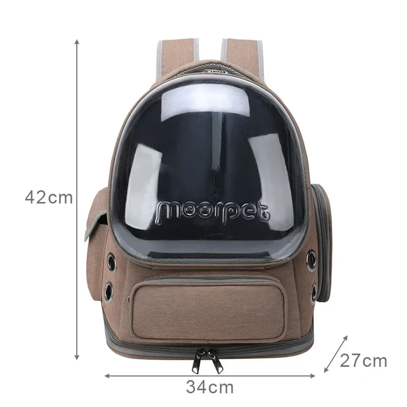 Portable double - shoulder breathable space - capsule - style pet bag for outdoor use with large space and viewing function