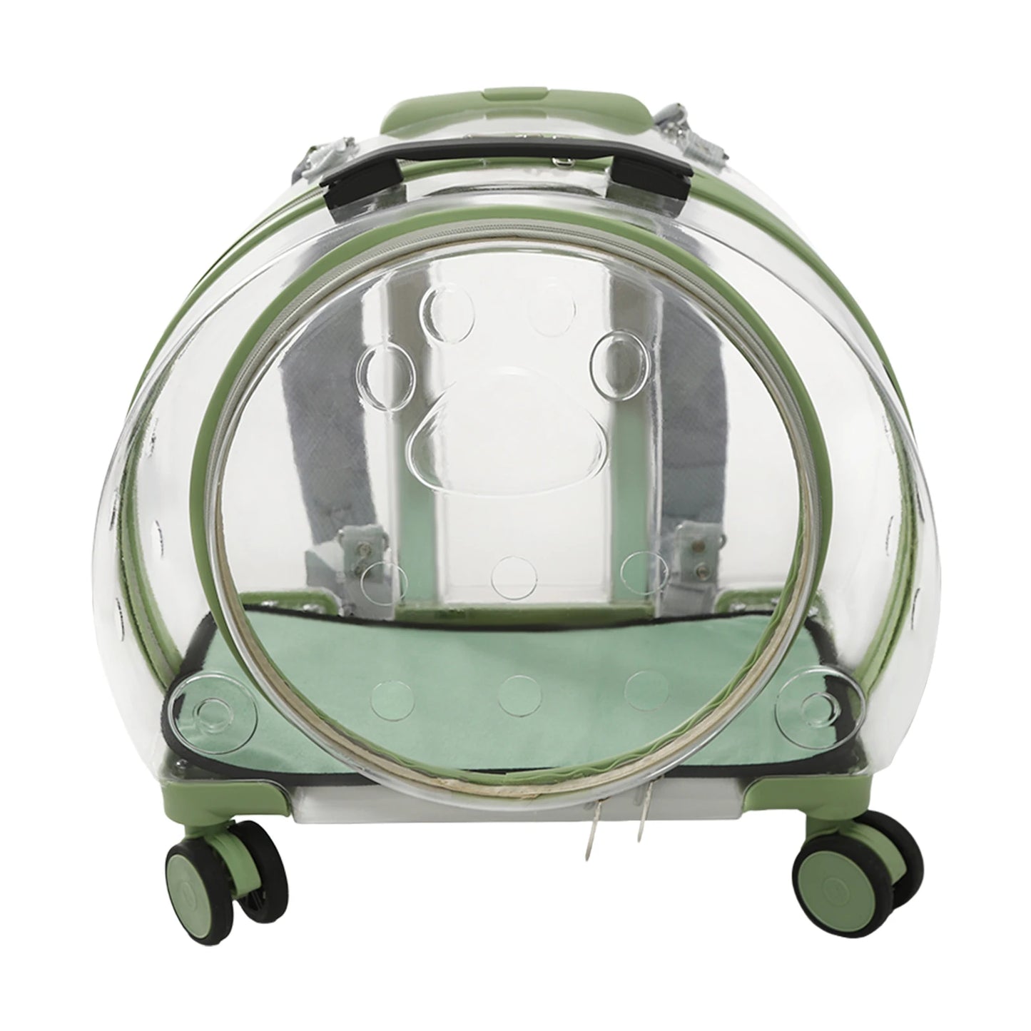 Rolling Cat Carrier with Wheels Telescopic Handle PC Pet Travel Bag Clear Bubble Cat Trolley Backpack for Vet Trip Outdoor