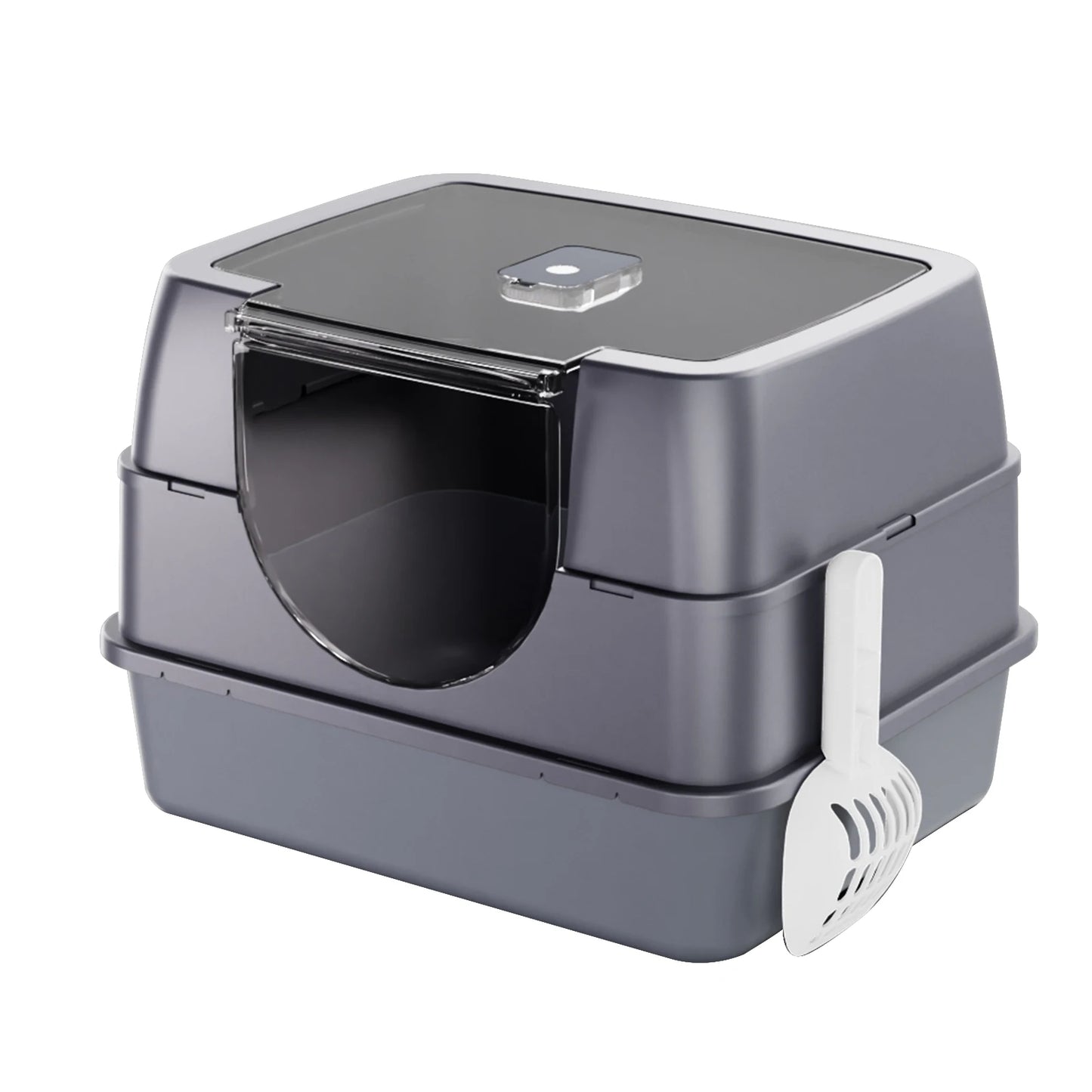 Stainless Steel Litter Box with Lid, Side Entry Large Enclosed Cat Litterbox for Kitty & Multi-Cat, Flip Cover Easy to Clean