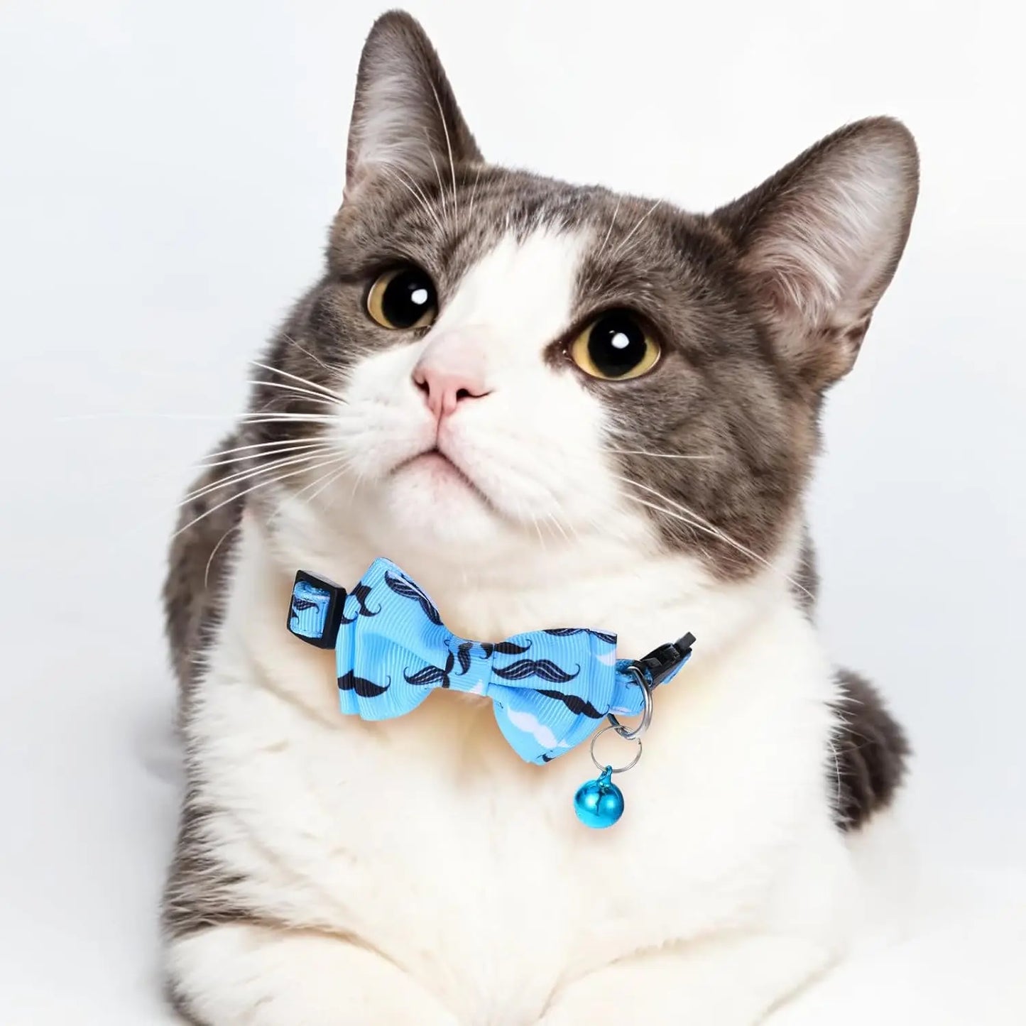 2 Pack Breakaway Cat Collars with Bell and Removable Bow Tie, Adjustable 7.8-12 Inch Safety Buckle for Boy Cats in Blue