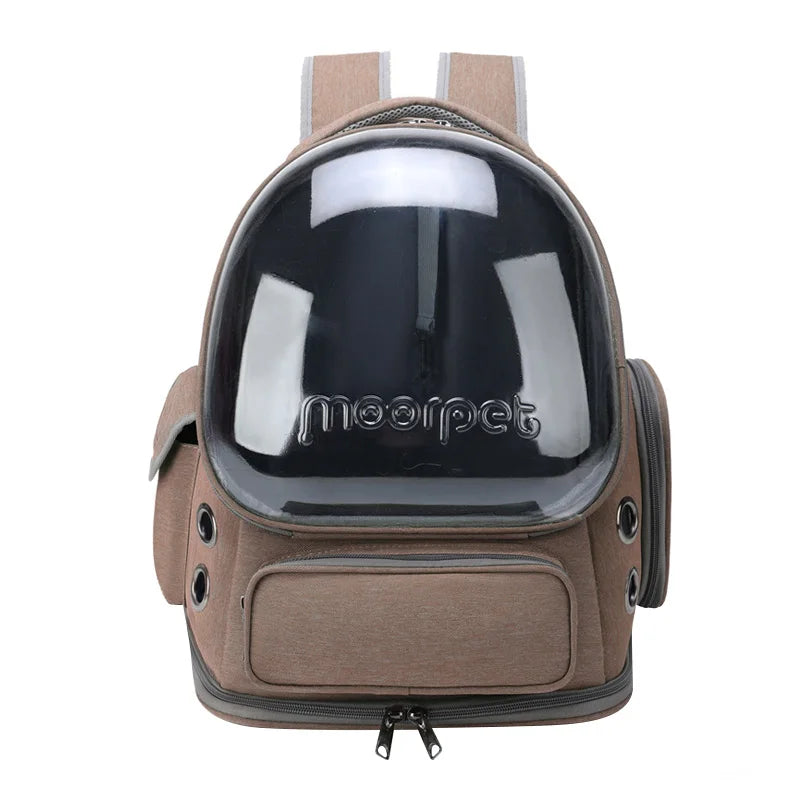 Portable double - shoulder breathable space - capsule - style pet bag for outdoor use with large space and viewing function